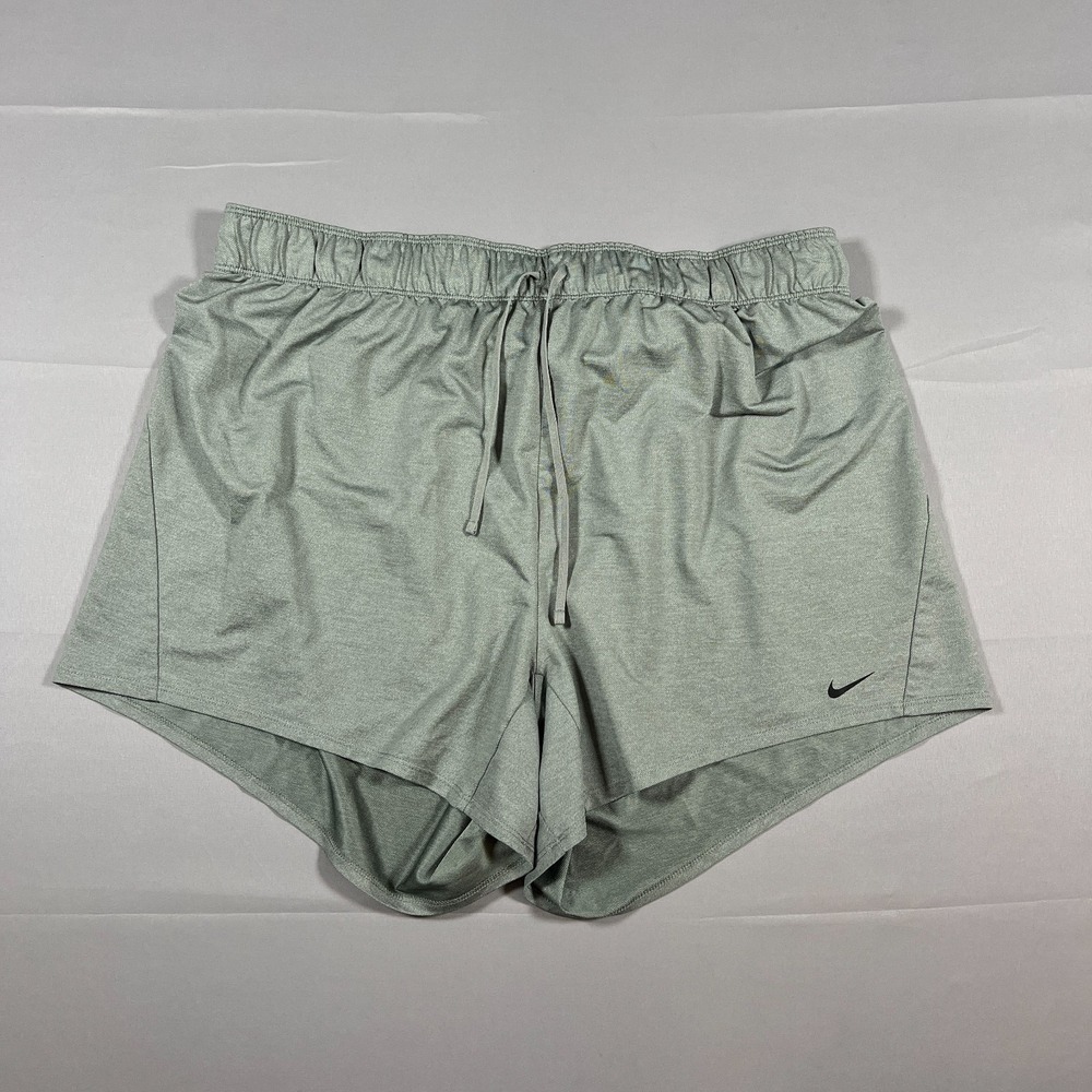 Nike Dri Fit Athletic Shorts Womens 1X Gray Swoosh Logo Moisture Wicking Running